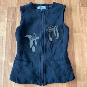 ICEBERG History vintage Looney Tunas Pepe Le Pew zip vest top 38 XXS
